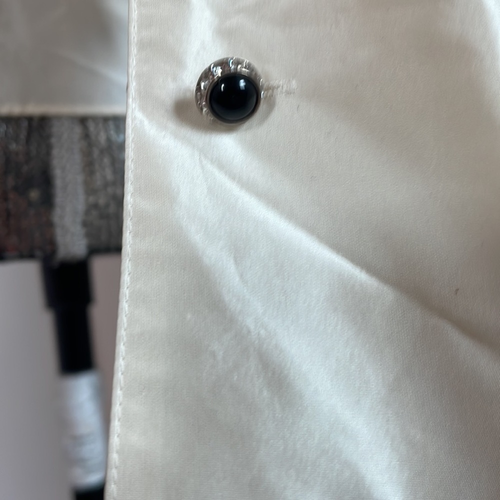 Ann Taylor 100% Silk Wrap LongSleeve sz8 Embellished Cusps - Picture 4 of 13